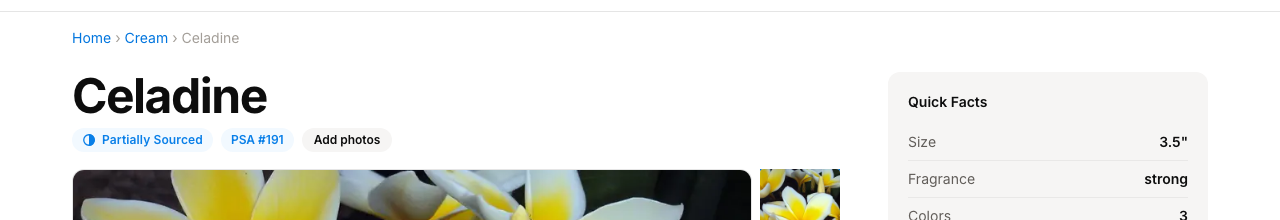 Add photos pill near the cultivar title